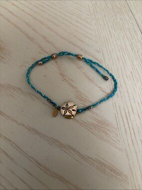 Alex and Ani Blue and Green Silk Braided Sand Dollar Bracelet